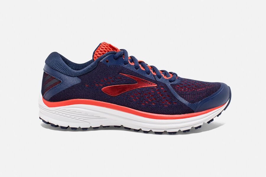 Brooks Aduro 6 Mens UK - Road Running Shoes - Blue/Coral/White 438-SFQRZL